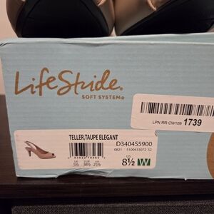 Life Stride Taupe Slingback Heels